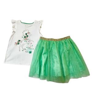 Maggie & Zoe St Patrick’s Day Unicorn Shamrock Tulle Skirt Outfit Size 7/8